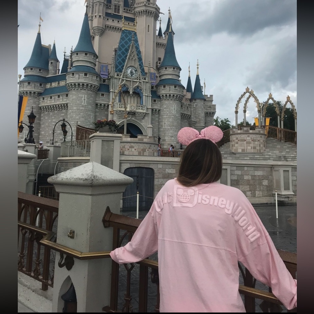 Long sleeve sparkly pink Disney spirit tee